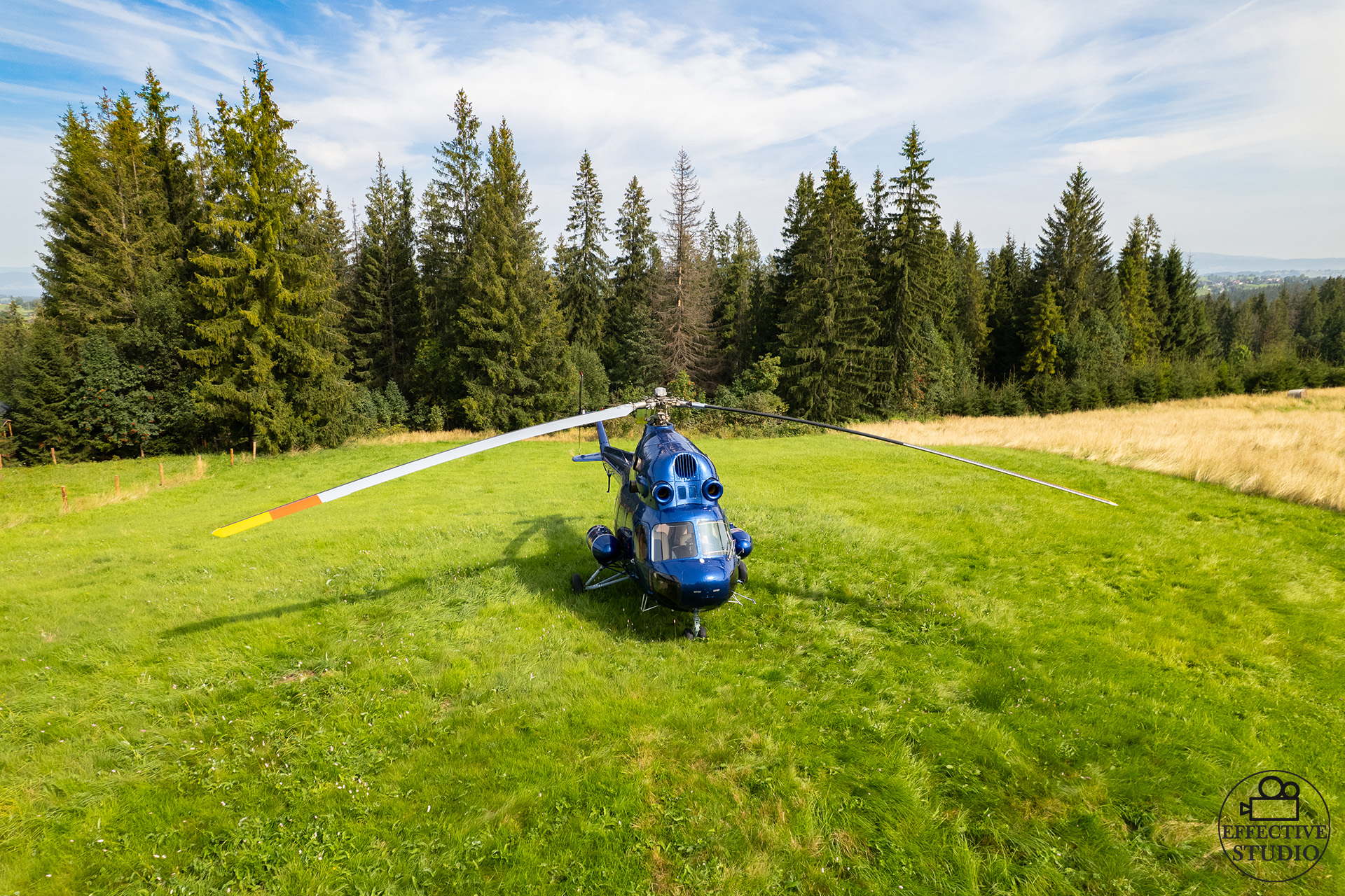 Helikopter na łące dron